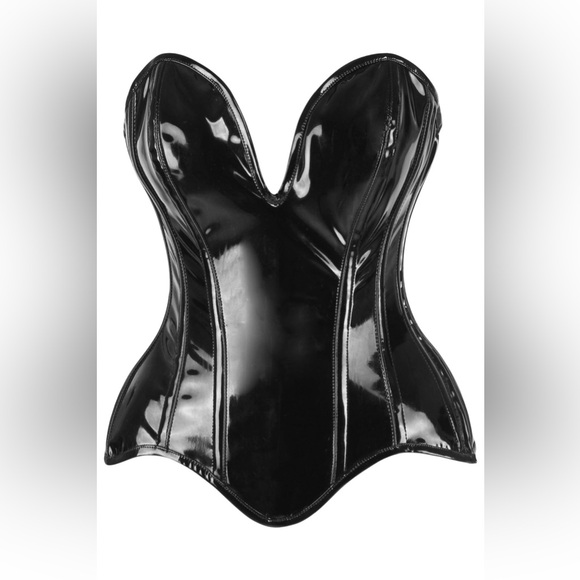 Daisy Corsets Top Drawer Steel Boned Black Patent
Plunge Neckline Corset, S,NWT - Picture 4 of 15